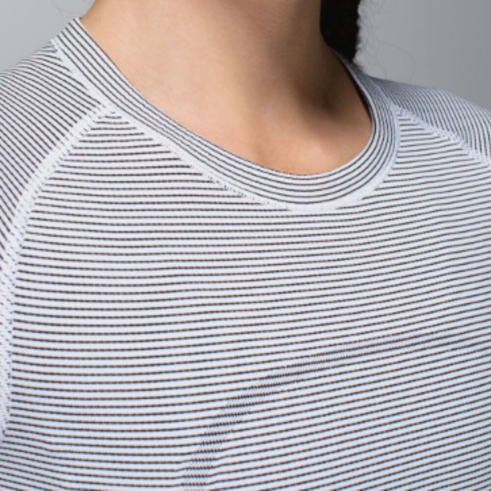 (6086) 🍋 LULULEMON RUN: Swiftly Tech Short Sleeve Crew Sz 2 **LOVED *STRIPE - Picture 4 of 9
